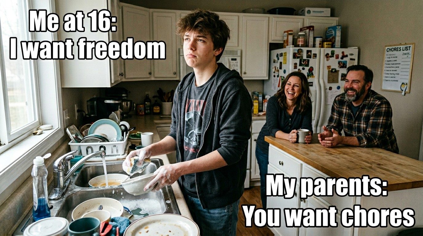 Freedom vs. Chores meme