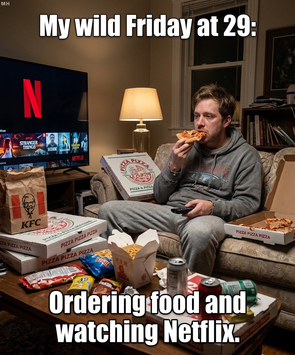 Netflix and takeout Friday meme