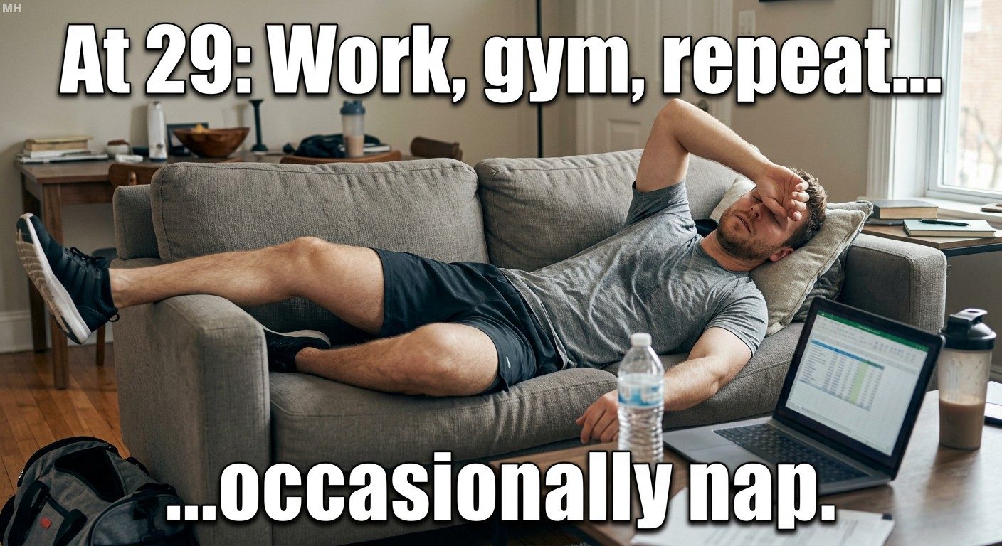 Work gym nap repeat meme