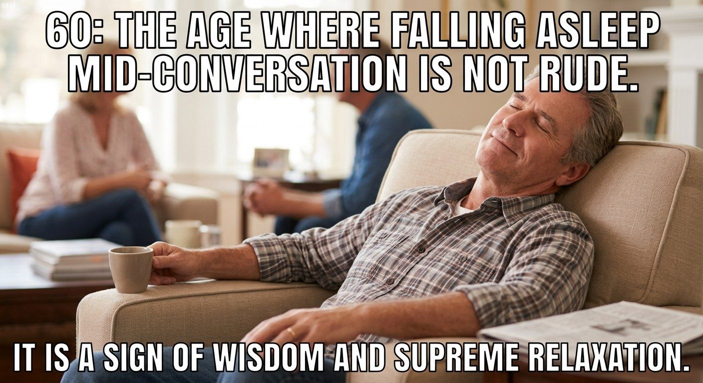 Falling asleep mid-conversation is wisdom meme