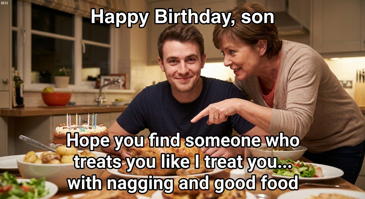 “Nagging and Good Food” Mom Love Language Birthday Meme