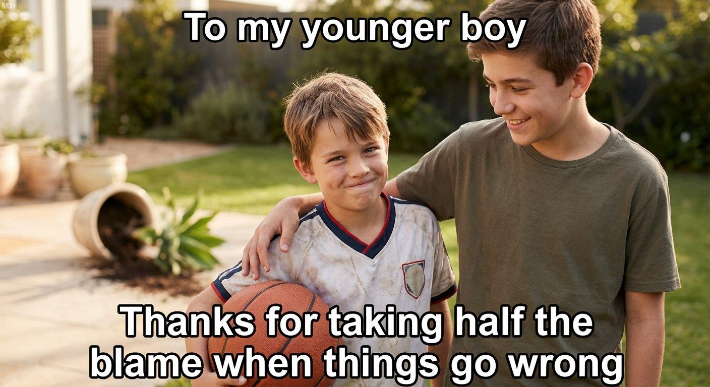 “Thanks for Taking Half the Blame” Sibling Solidarity Meme