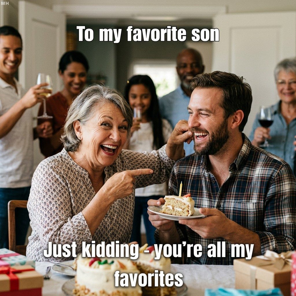 “Just Kidding, You’re All My Favorites” Multi-Son Meme