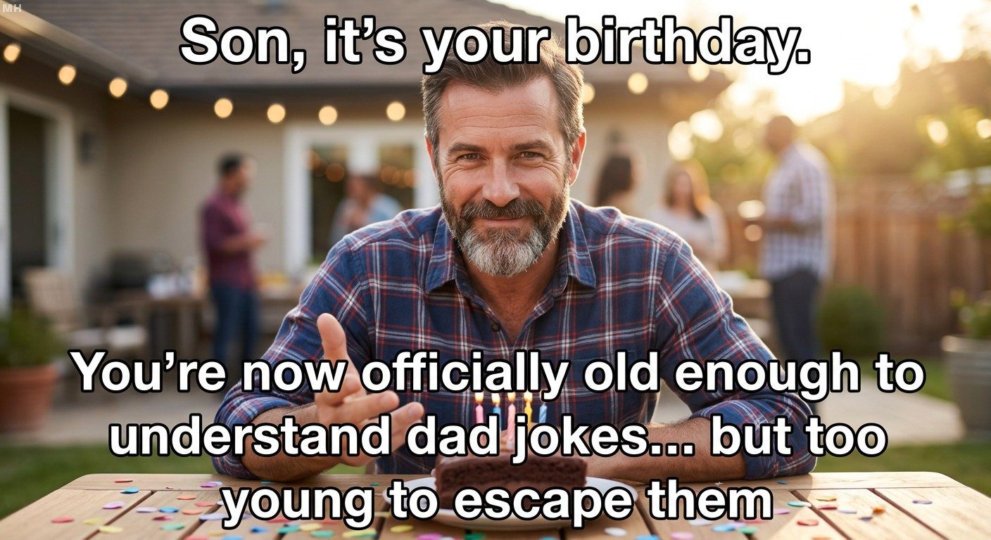 “Old Enough for Dad Jokes, Too Young to Escape Them” Meme