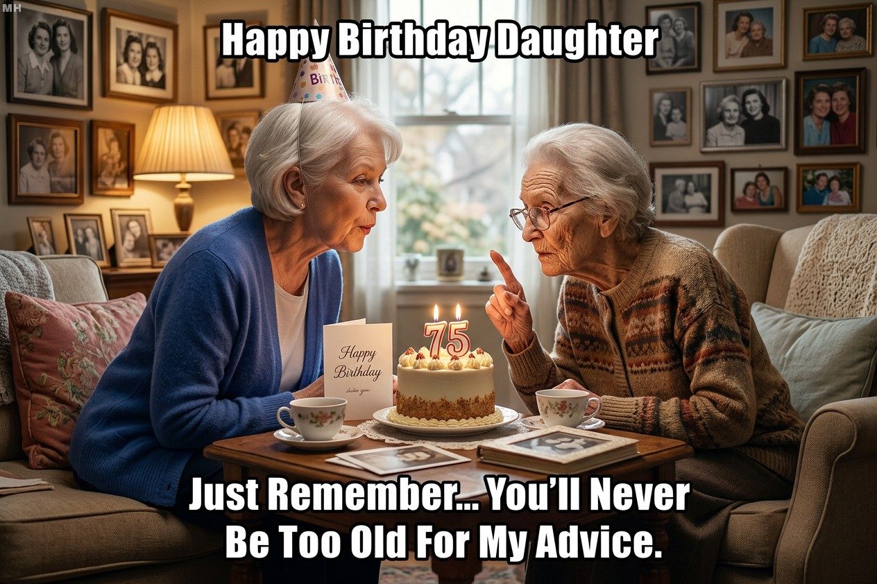 “Never Too Old for My Advice” Classic Parent Birthday Meme