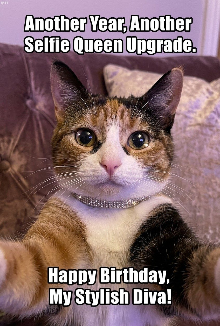 “Selfie Queen Upgrade” Stylish Daughter Birthday Meme