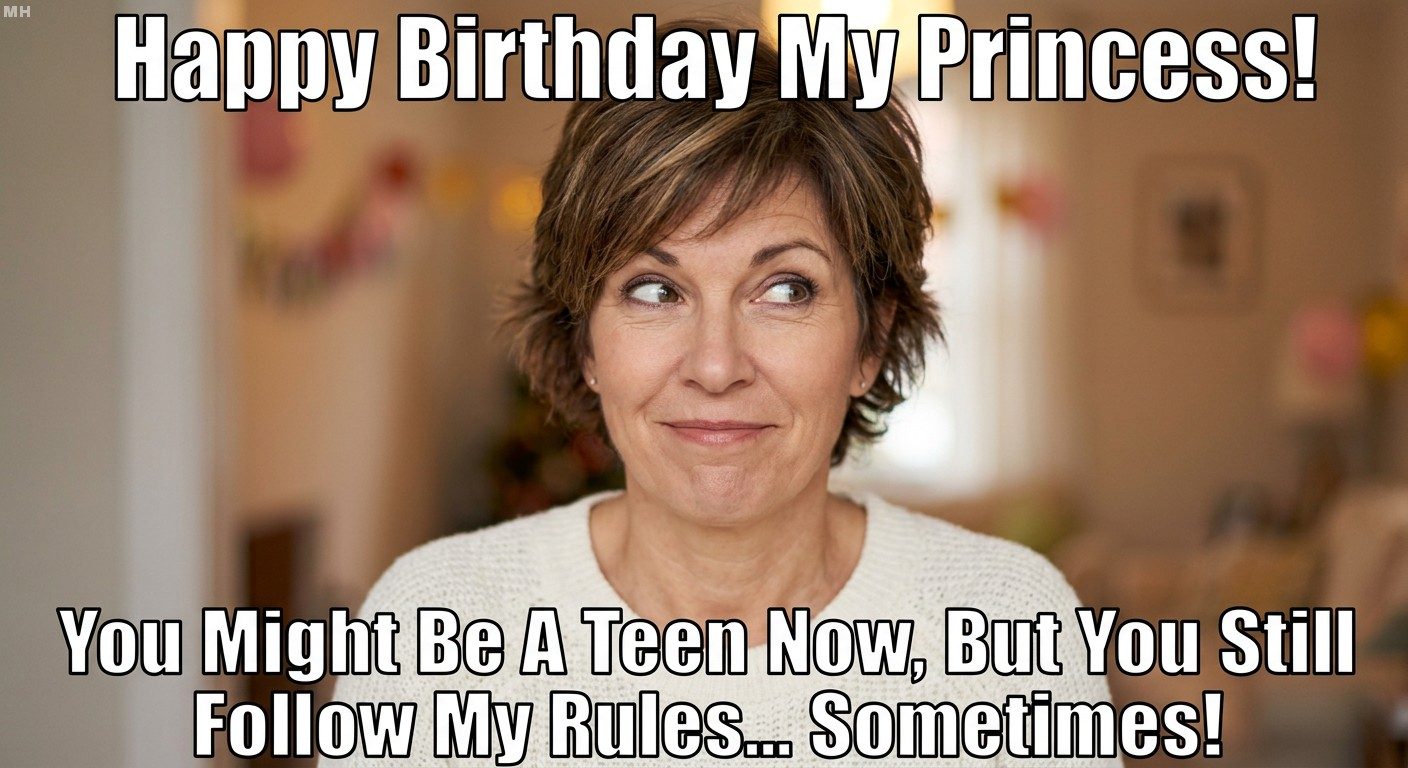 “Still Follows My Rules… Sometimes” Teen Daughter Mom Meme