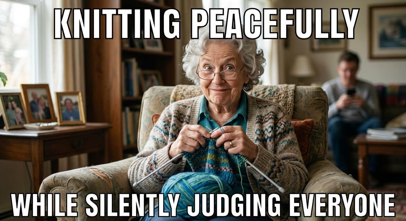 Knitting While Silently Judging Meme
