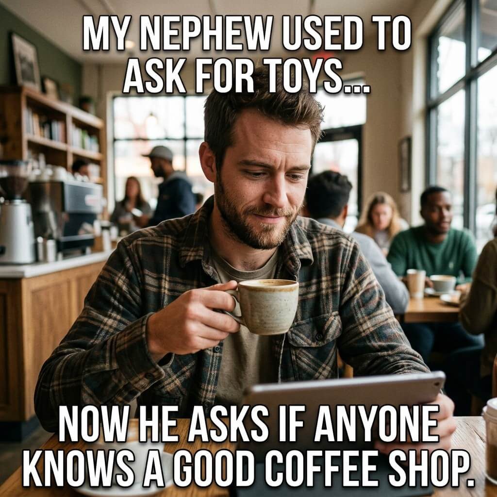 Toy Aisle to Coffee Shop Meme