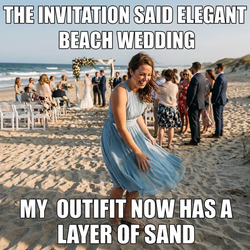 Elegant Beach Attire Reality Meme