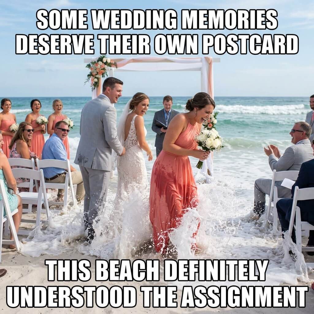 Postcard Perfect Coastal Wedding Meme