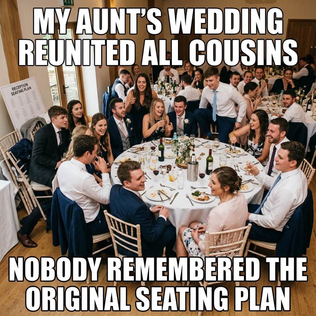 Cousin Reunion Seating Chart Meme