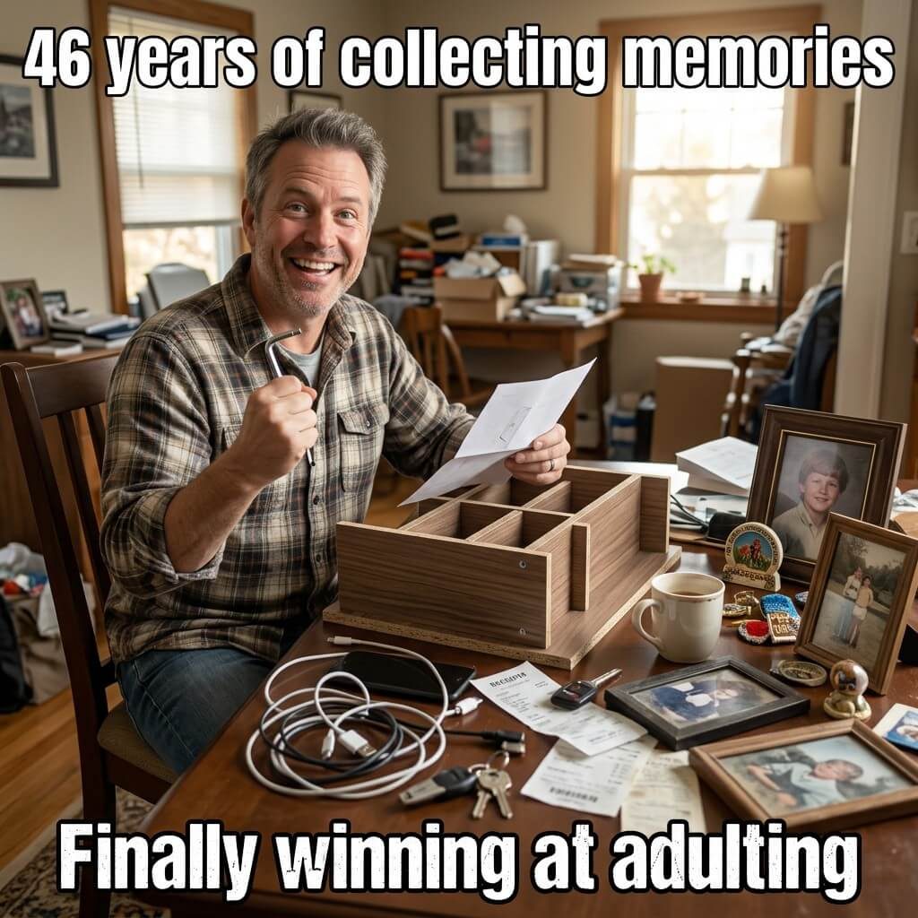 Adulting Trophy Shelf Meme