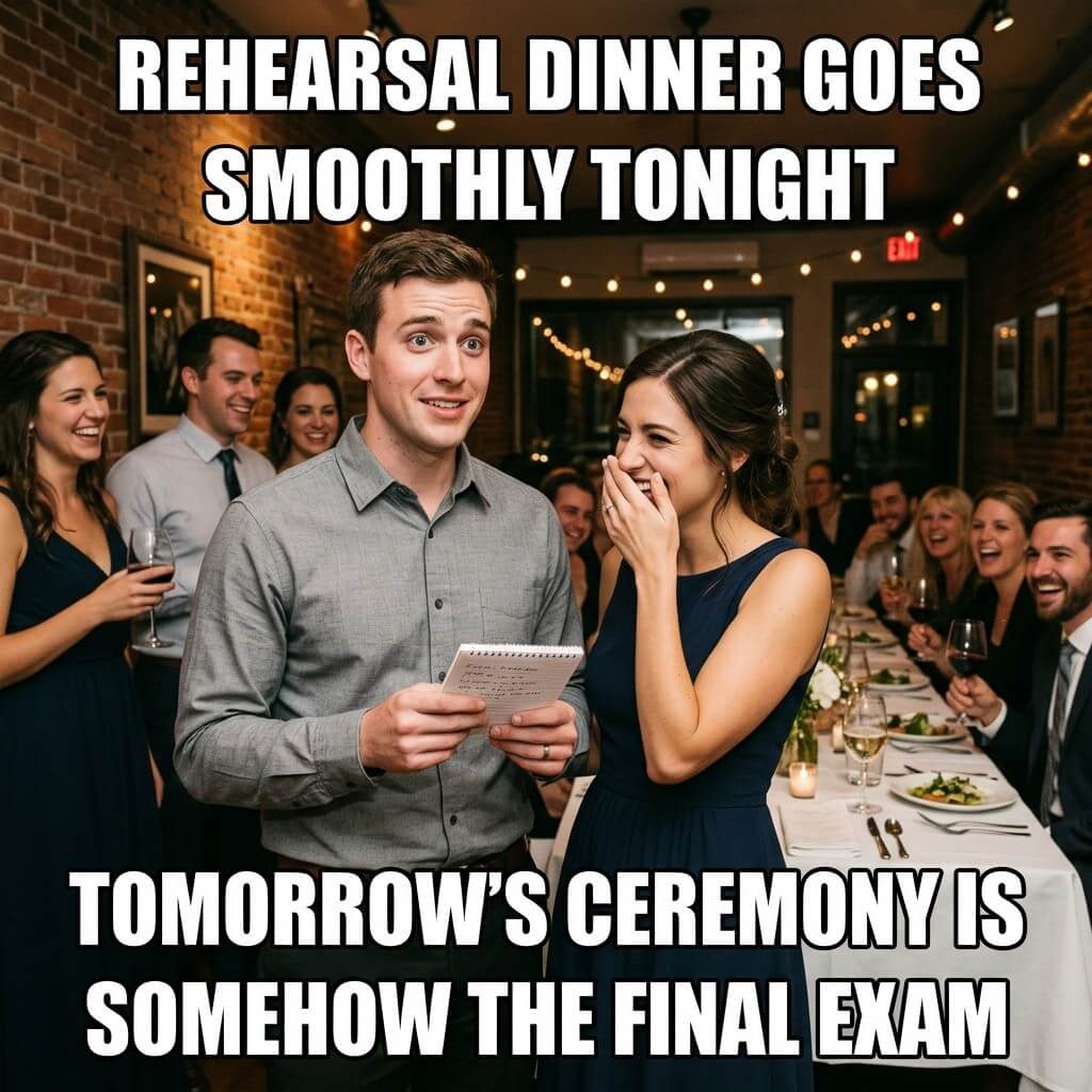 Rehearsal Dinner Pop Quiz Meme