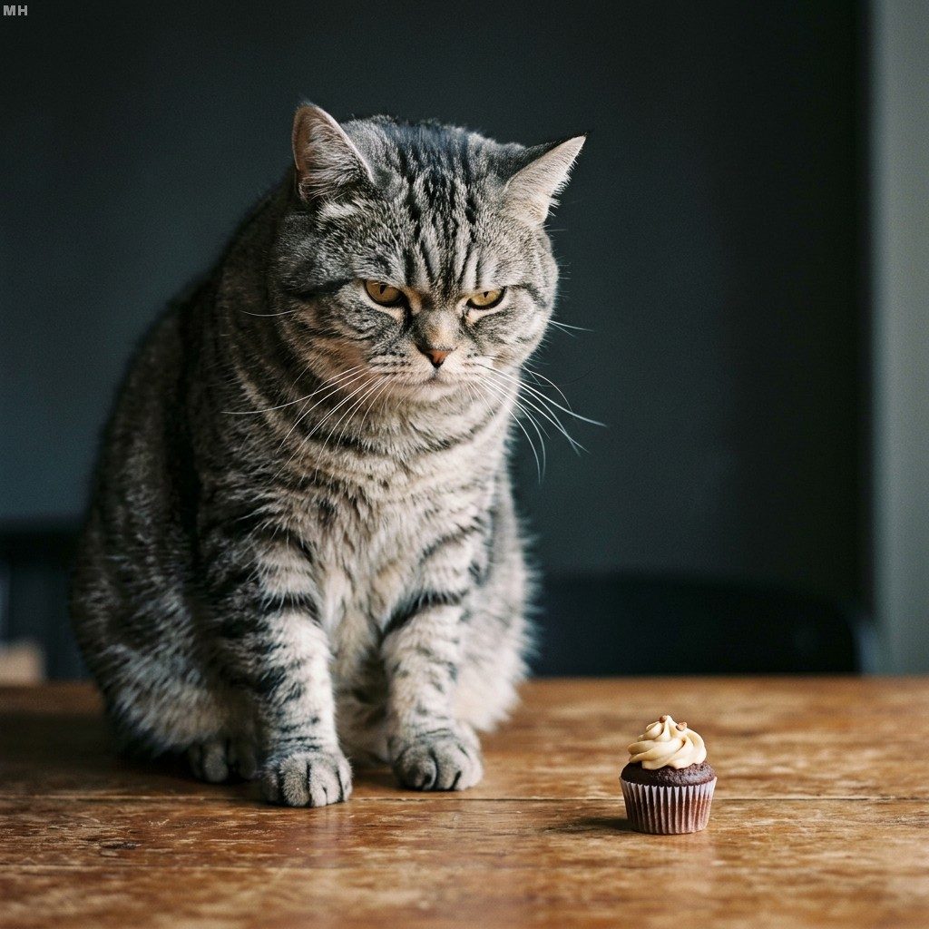Cat with cup cake