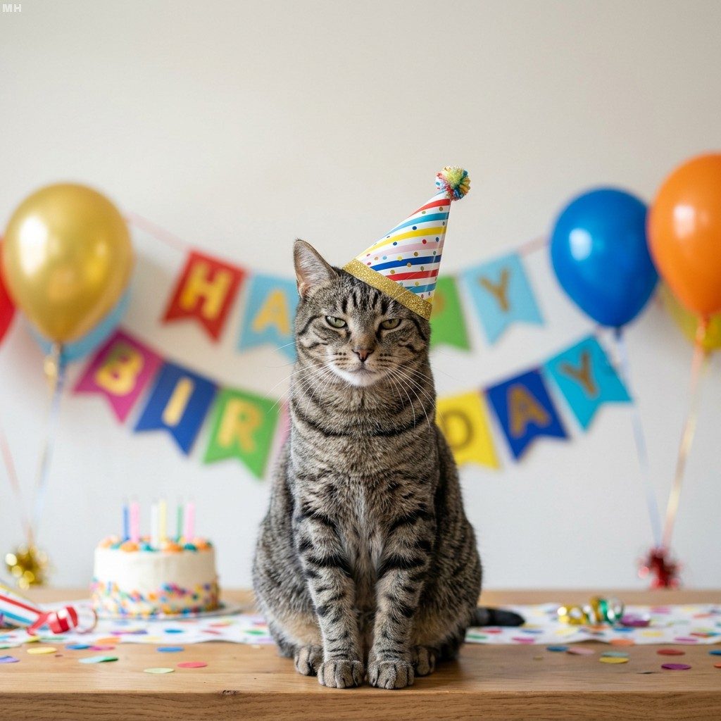 Happy Birthday Theme Cat Celebration