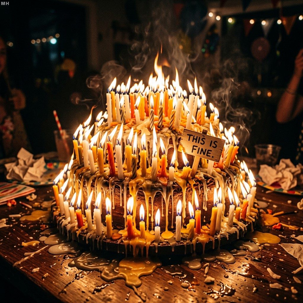 Cake With Alot Of Melted Candles