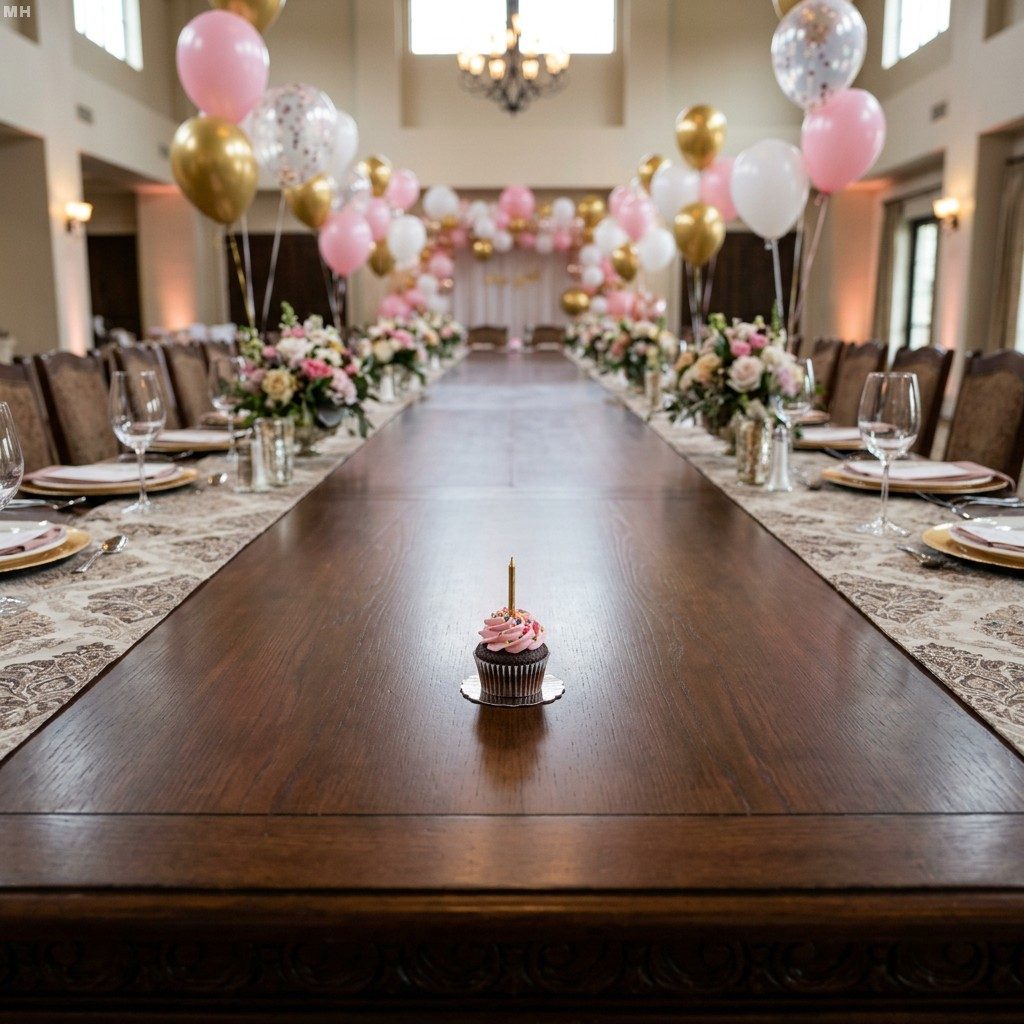 Cup Cake On Long Dining Table