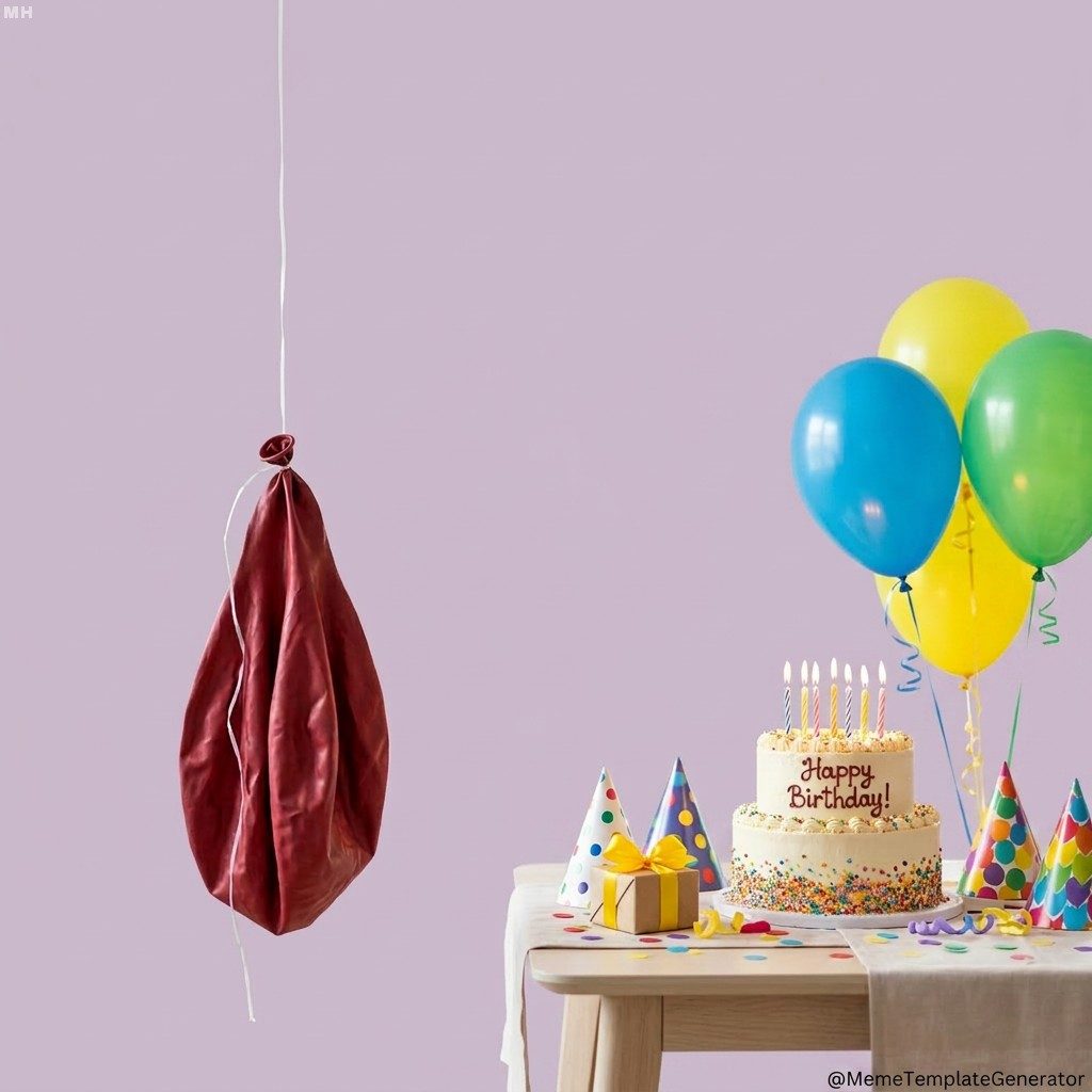 Birthday Cake with deflated balloon