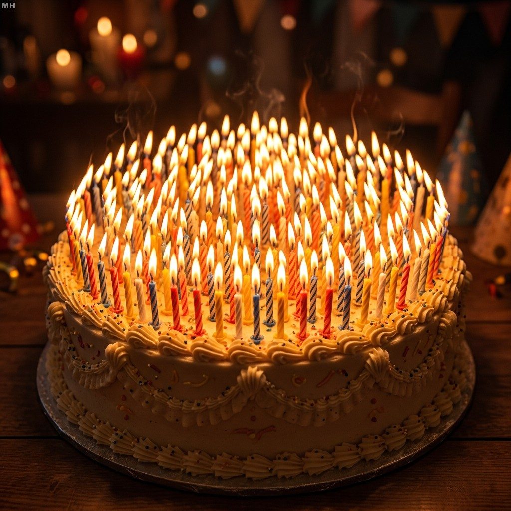 Large Birthday Cake With Candles
