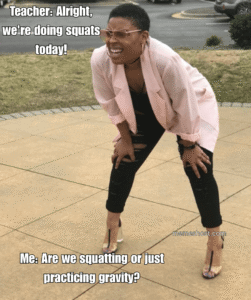 black women out side the house putting hands on knees