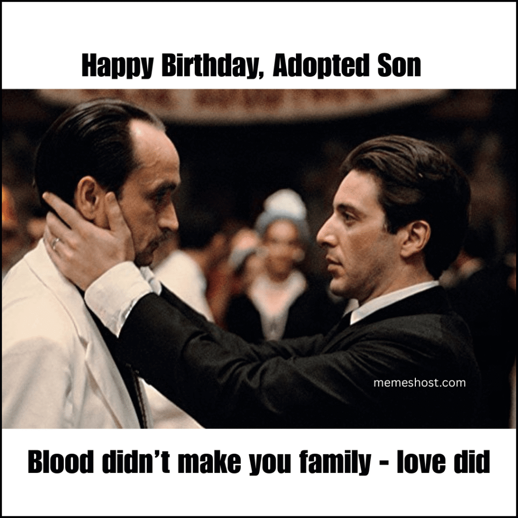 man in black dress holding face on person in front of him