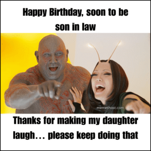 Drax the destroyer and Gamora laughing