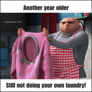 Angry bald cartoon character holding pink shirt