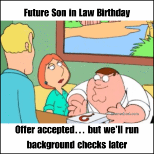Family guy character Peter Griffin leaning on table and try to secure unknown papers