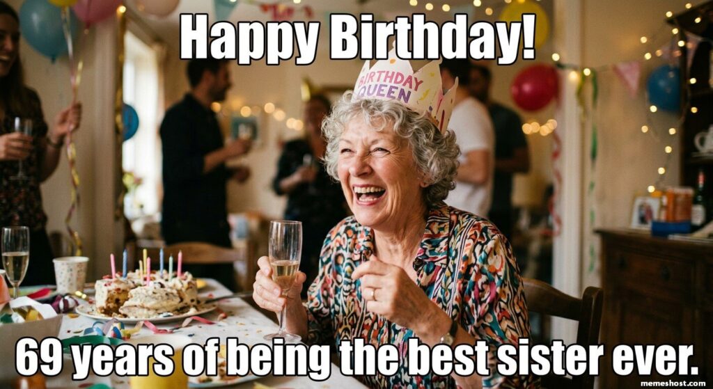 Happy 69th Birthday Sister meme